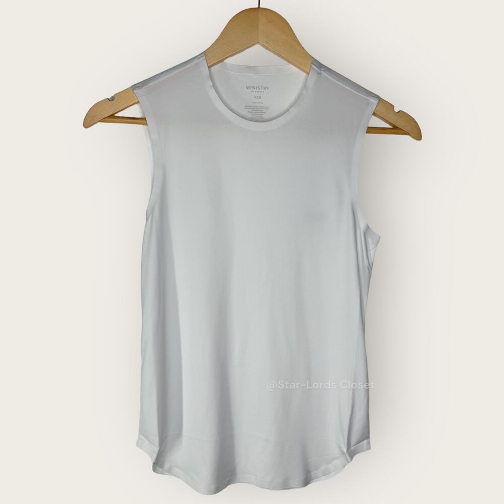 Ministry of Supply Luxe Touch Tank Top | Size XXS | White Crew Neck Soft Girl